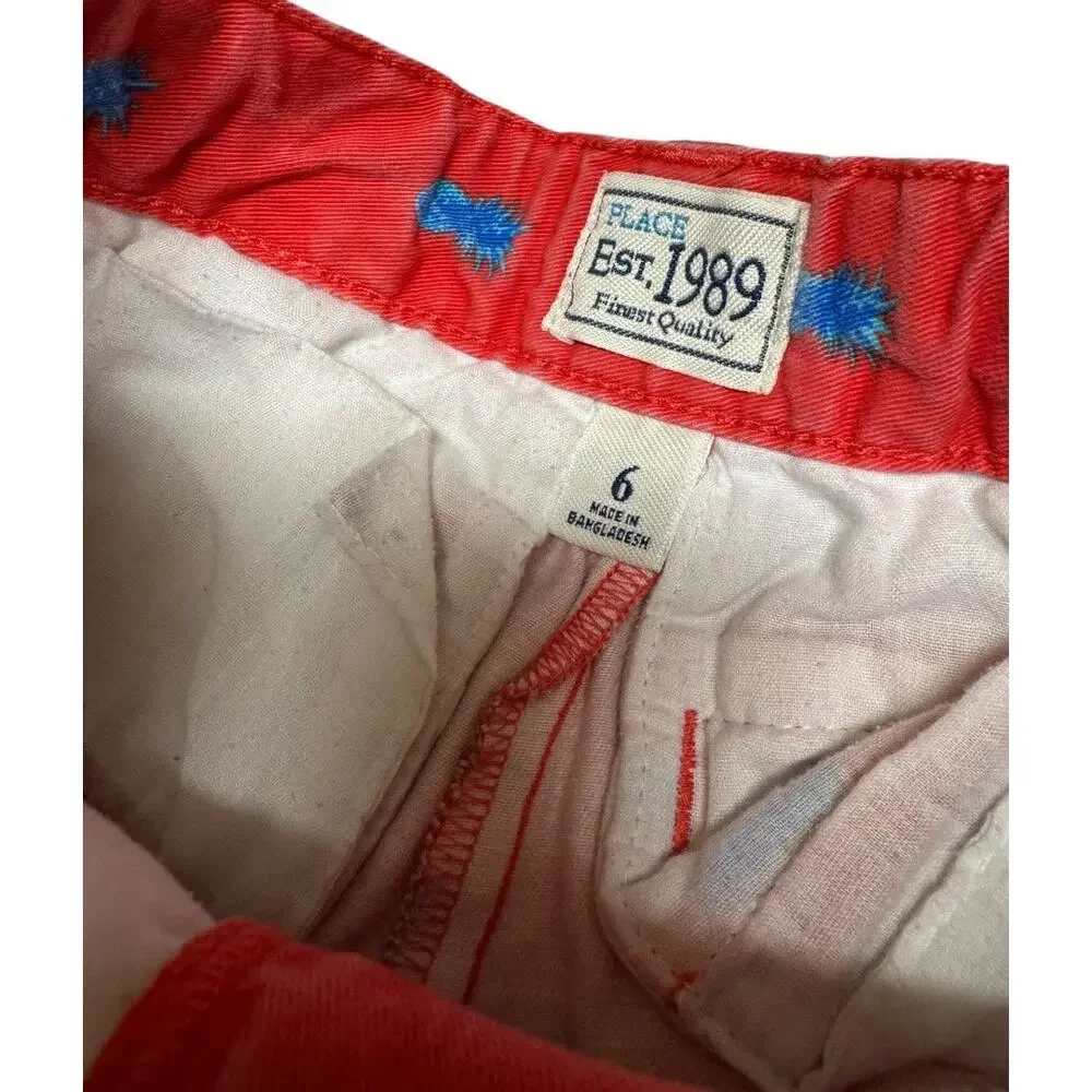 5/$35‎   The Children's Place Boys Shorts Sz 6 Red Blue Pineapples Faded Preppy